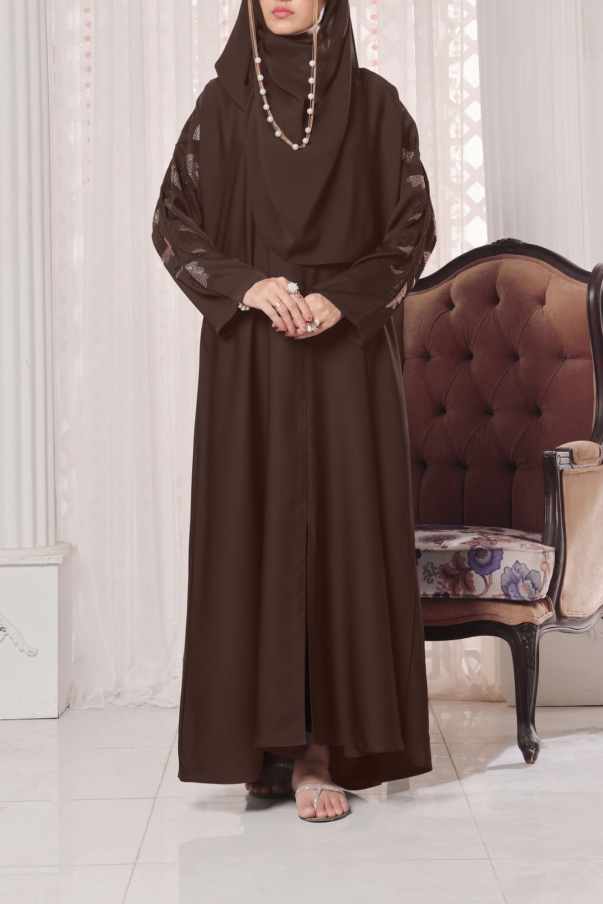 Brown Leaf Abaya