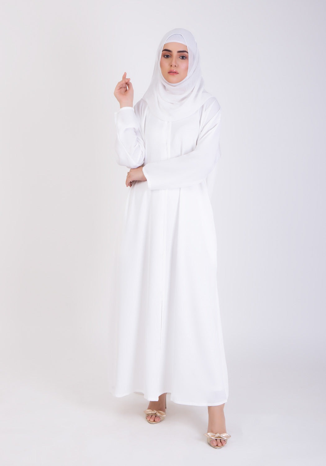 White Basic Front-Open Abaya