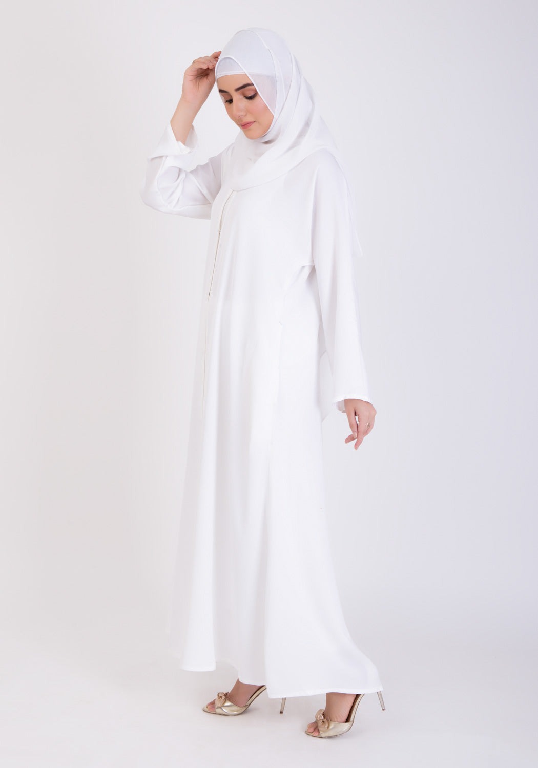 White Basic Front-Open Abaya