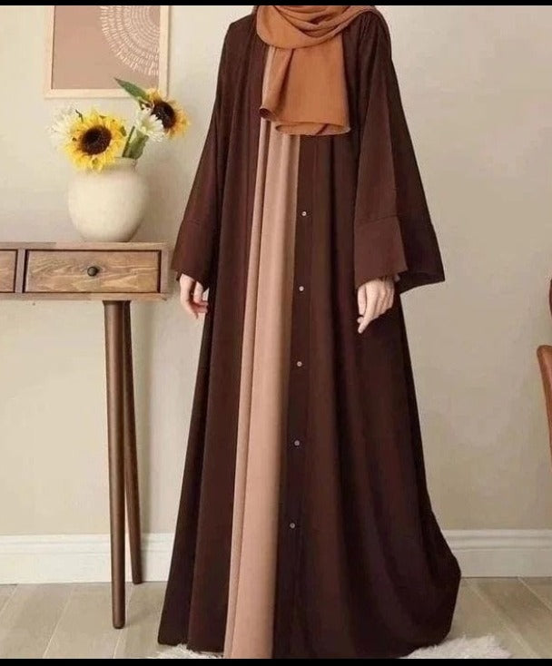 Chocolaty Abaya with Attached Inner – Elegant Georgette Fabric