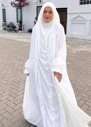 SAUDI JILBAB ( IMPORTED KOREAN NIDA) - WHITE